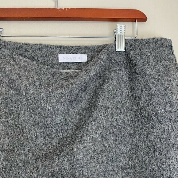 Nina Ricci Women's Size 44 US12 Large Gray Skirt Alpaca A-Line Silk Lined Mini - Picture 10 of 10